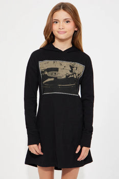 Girl's Long Sleeve Mini Hoodie Dress