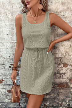 Square Neck Drawstring Mini Dress