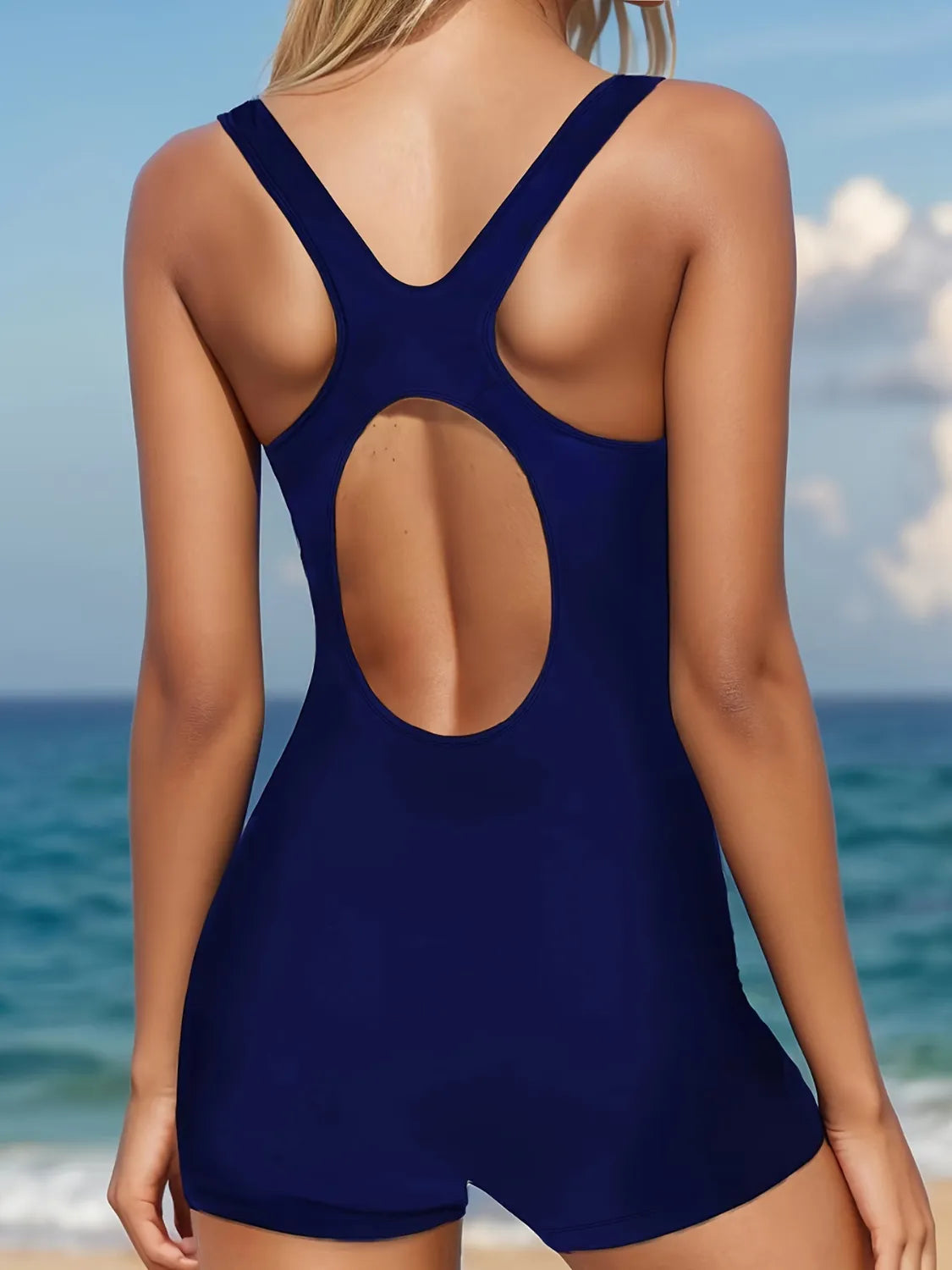 Cutout Back Wide Strap One-Piece Swimwear