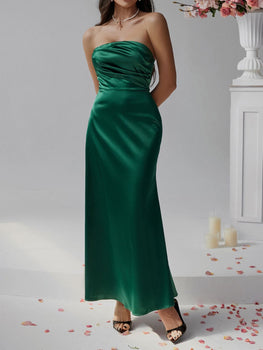 Sleeveless Ruched Tube Maxi Dress