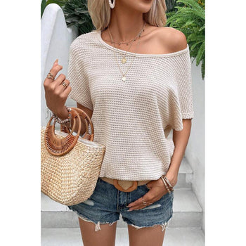 Wide Sleeve Draped Open Back Textured Blouse