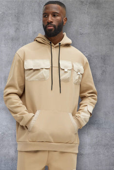 Men's Pullover Long Sleeve stylish Chest Pockets hoodie