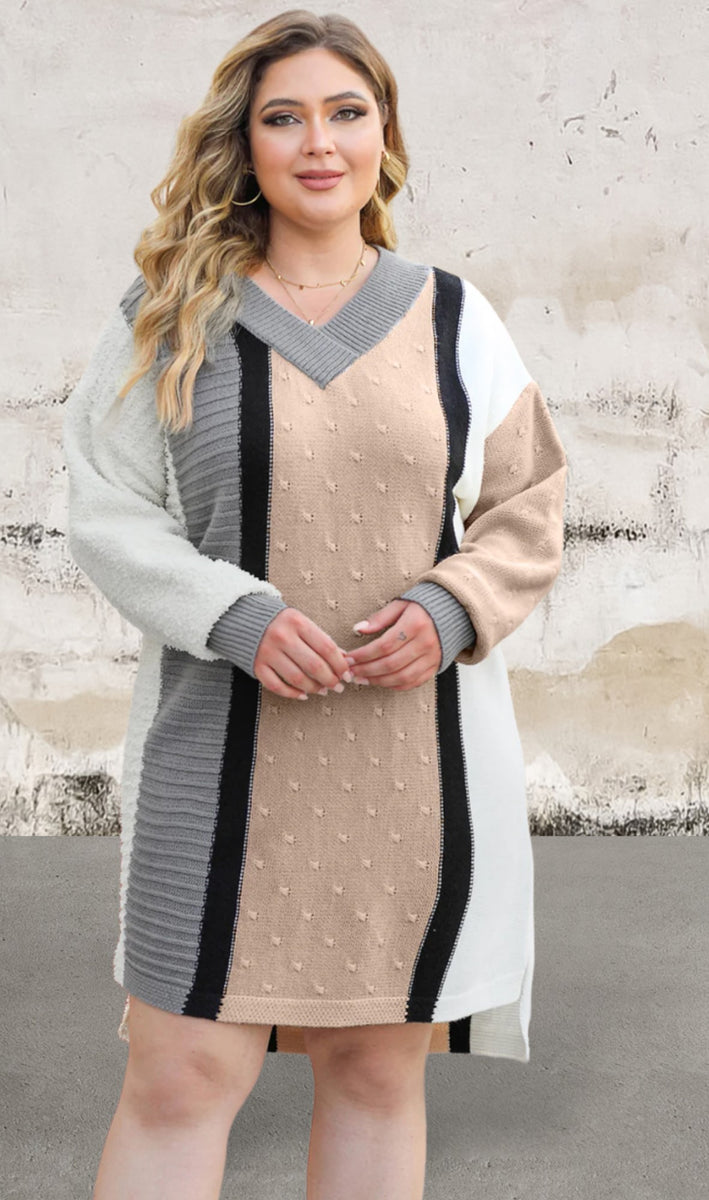 Braided Sleeve Color Block Sweater Dress (Plus Size) – In Pursuit Mobile  Boutique