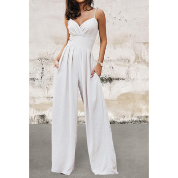Spaghetti Strap High Waist Wide Leg Jumpsuit