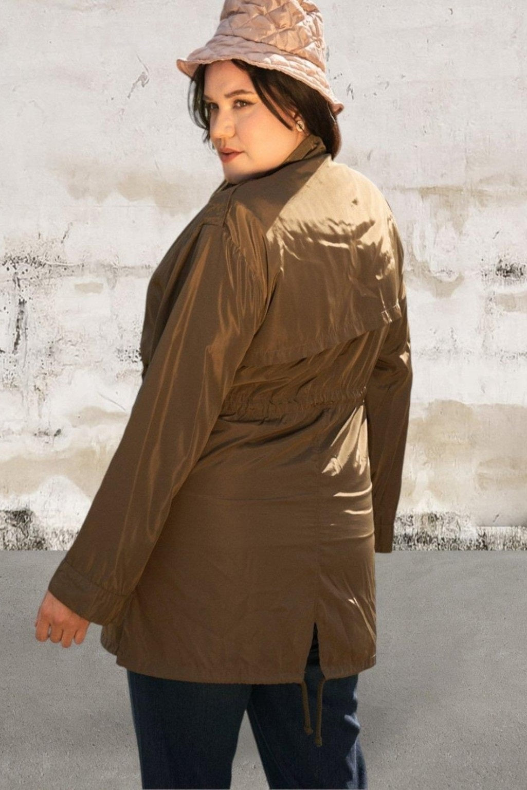 Plus Size Light Weight Zip Up And Button Down Fall Coat