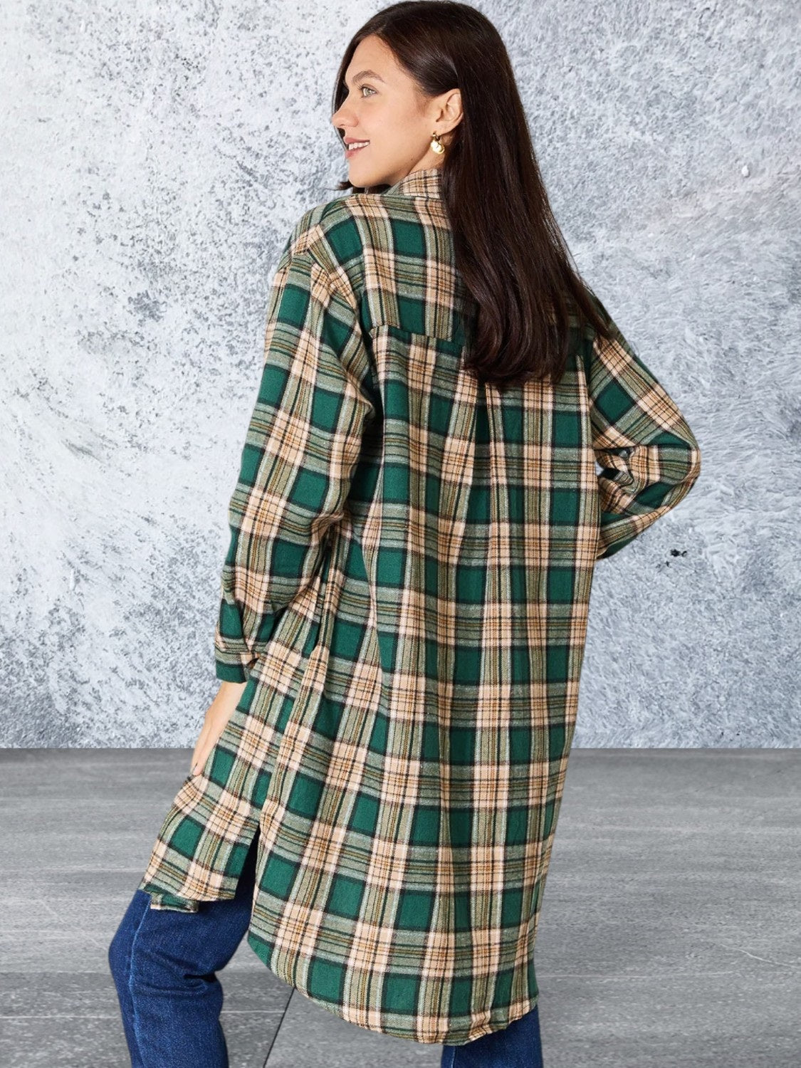 Mandy Plaid Collared Neck Long Sleeve Shirt