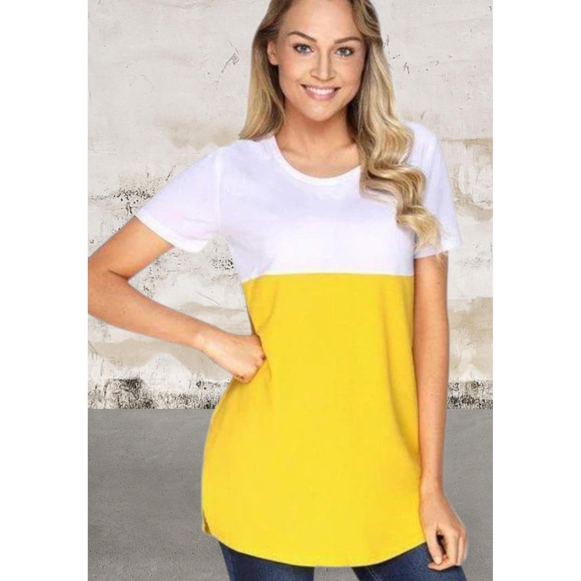 Short sleeve color block tunic top