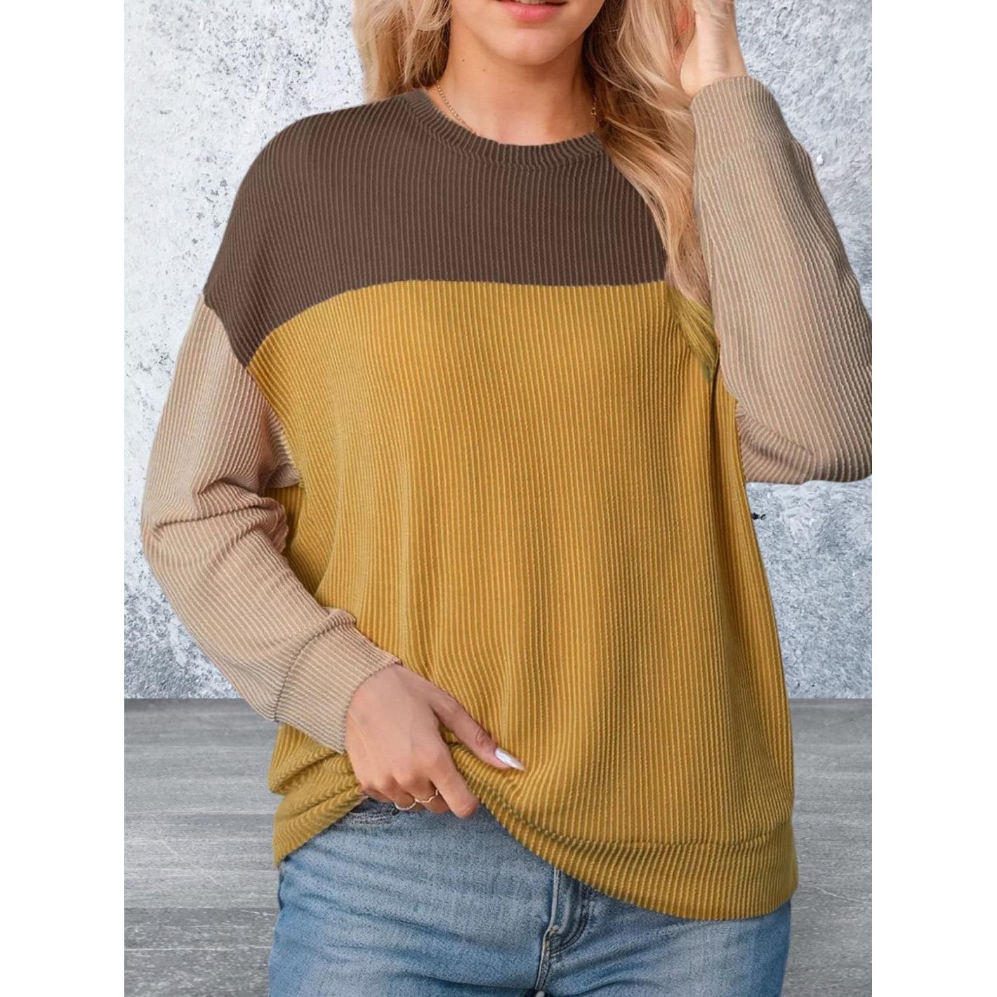 Long Sleeve Round Neck Multi Color Top