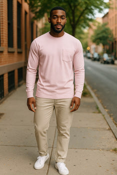 Men's Long Sleeve Light Pink Top