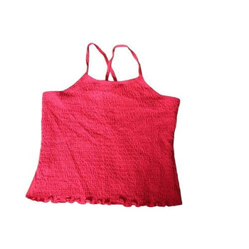 Ribbed front juniors criss cross back strap red top