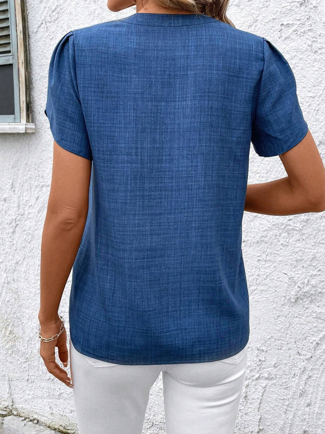 Floral Notched Short Sleeve Blouse