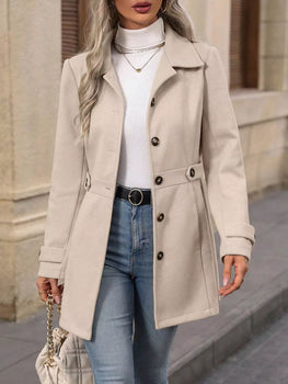 Long Sleeve Button Up Collared Neck Coat