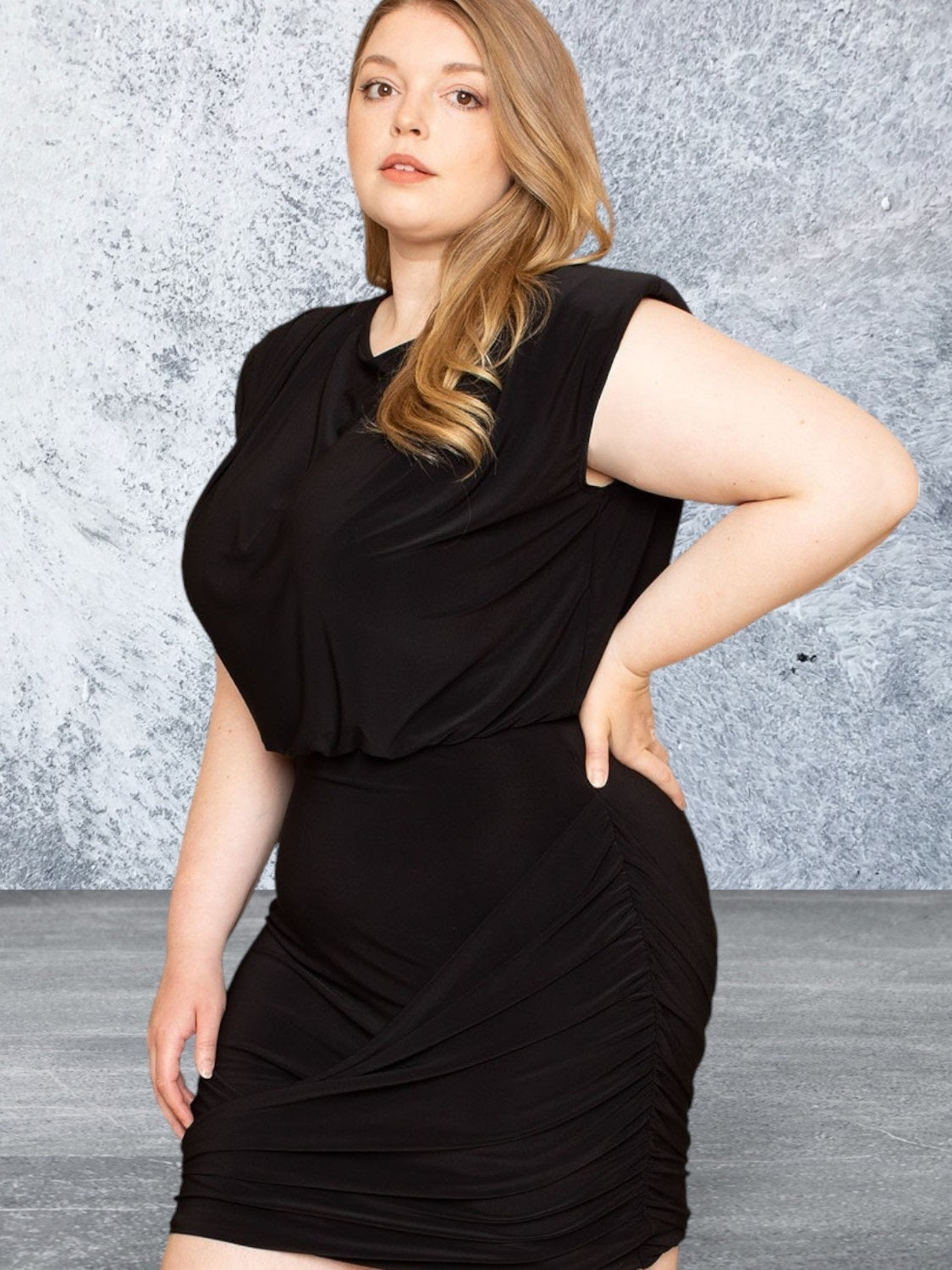 Plus Size Sleeveless Black Mini Dress