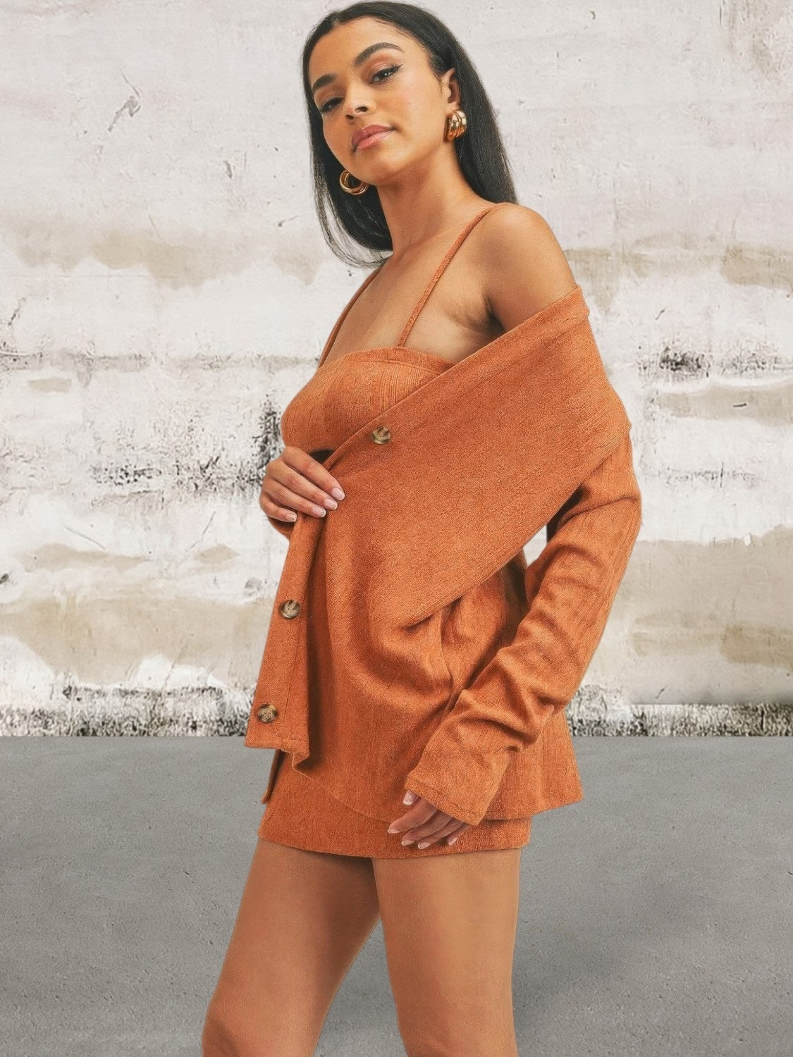 Cardigan Solid Color 3 Piece Set