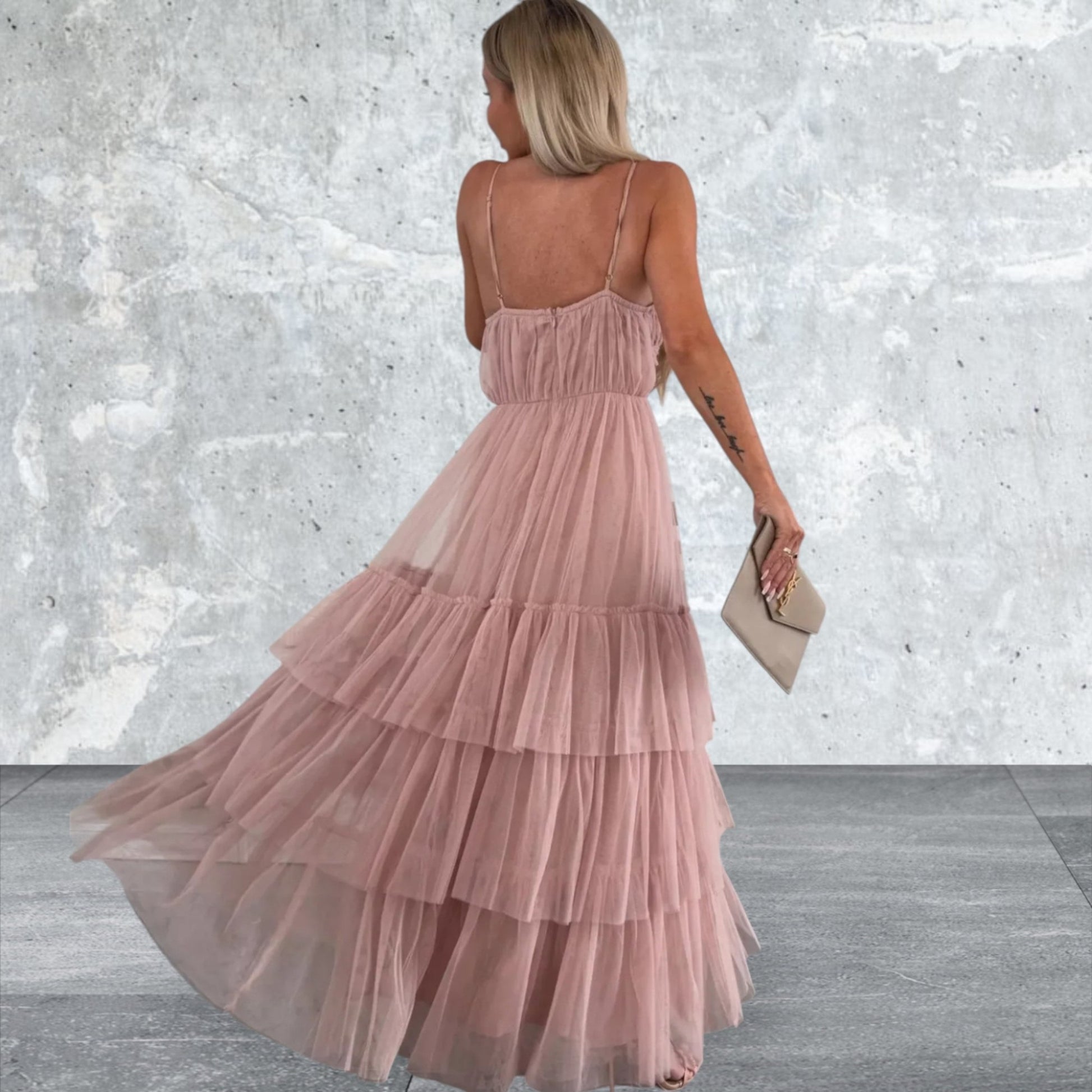 Tulle Tiered Maxi Cami Dress
