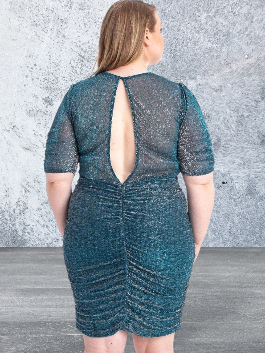 Plus Size Ribbed Shimmer Mini Dress
