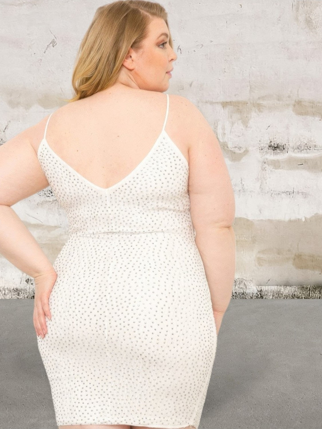 Sleeveless Rhinestone Body Plus Size Mini Dress