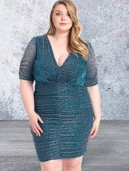 Plus Size Ribbed Shimmer Mini Dress