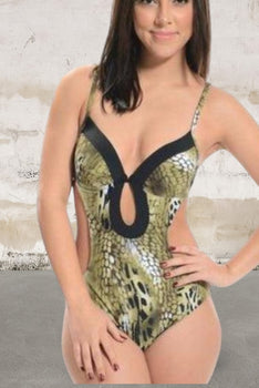 Abstract monokini cutout sides swimwear