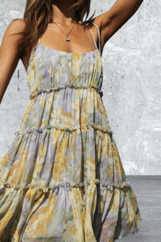 Sleeveless Square Neck Light Weight Mini Cami Dress