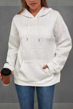 Long Sleeve Textured Embossed Women Hoodie