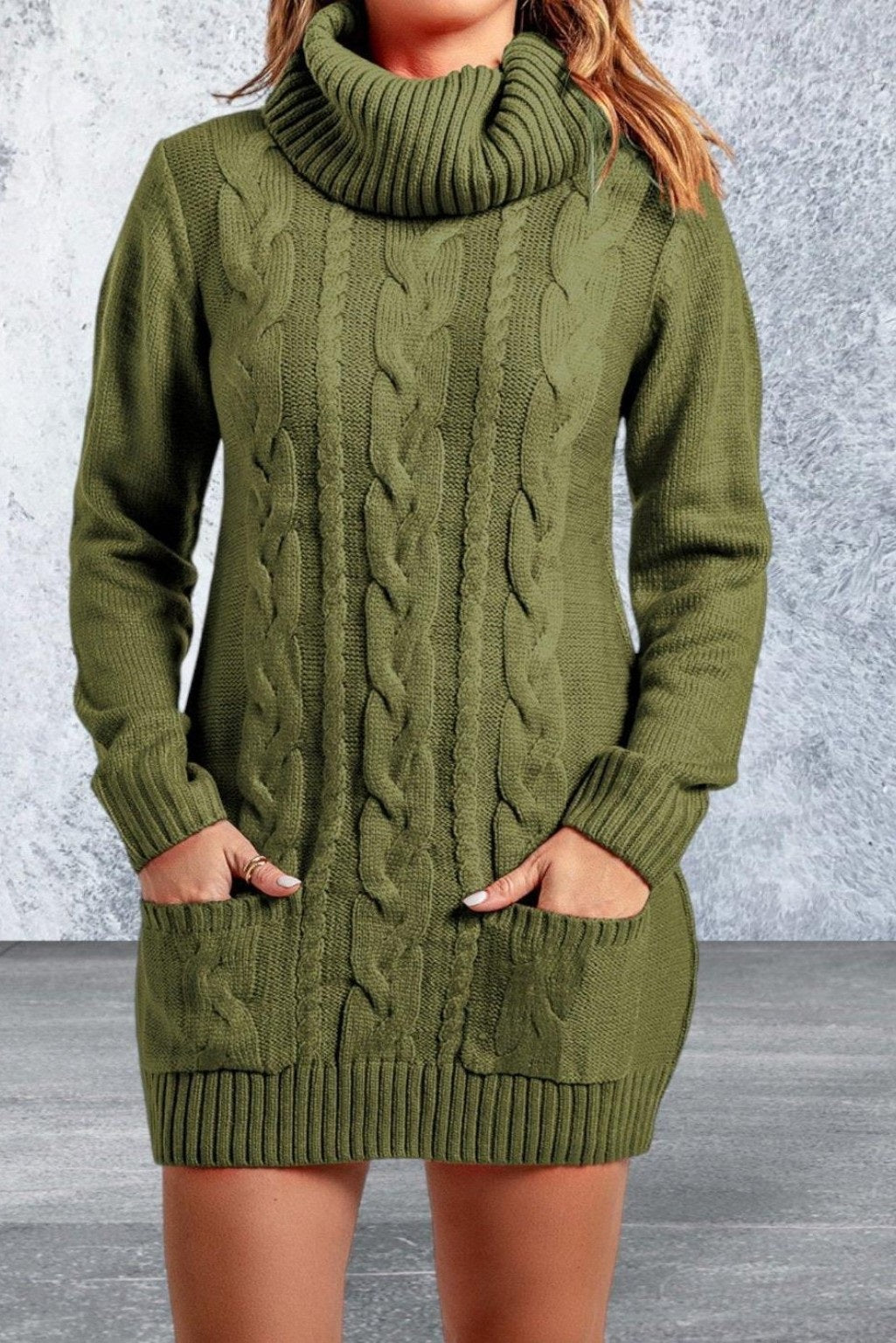 Long Sleeve Cowl Neck Sweater Dress