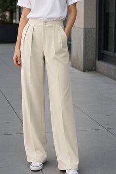 High-Waisted Pleated Wide-Leg Pants