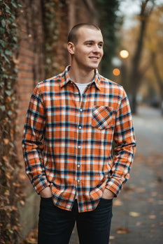 Mens Long Sleeve Flannel Plaid Button Down Shirt