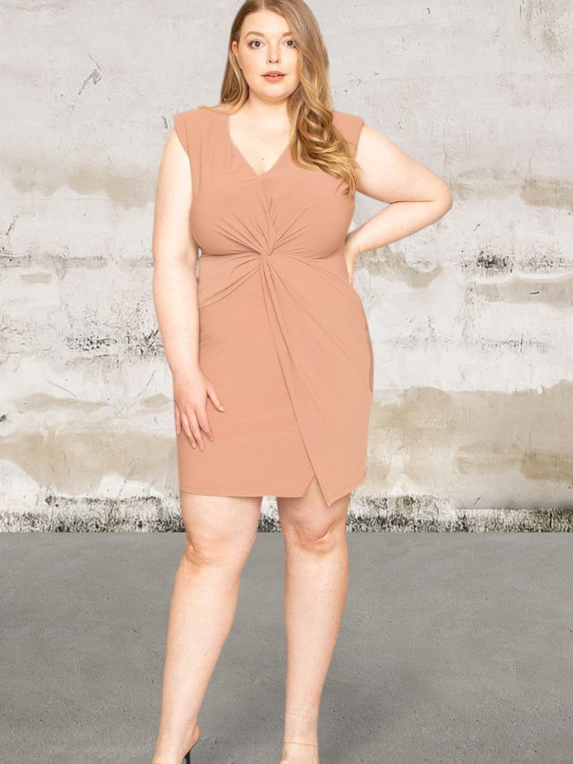 Plus Size Sleeveless Twist Waist Dress