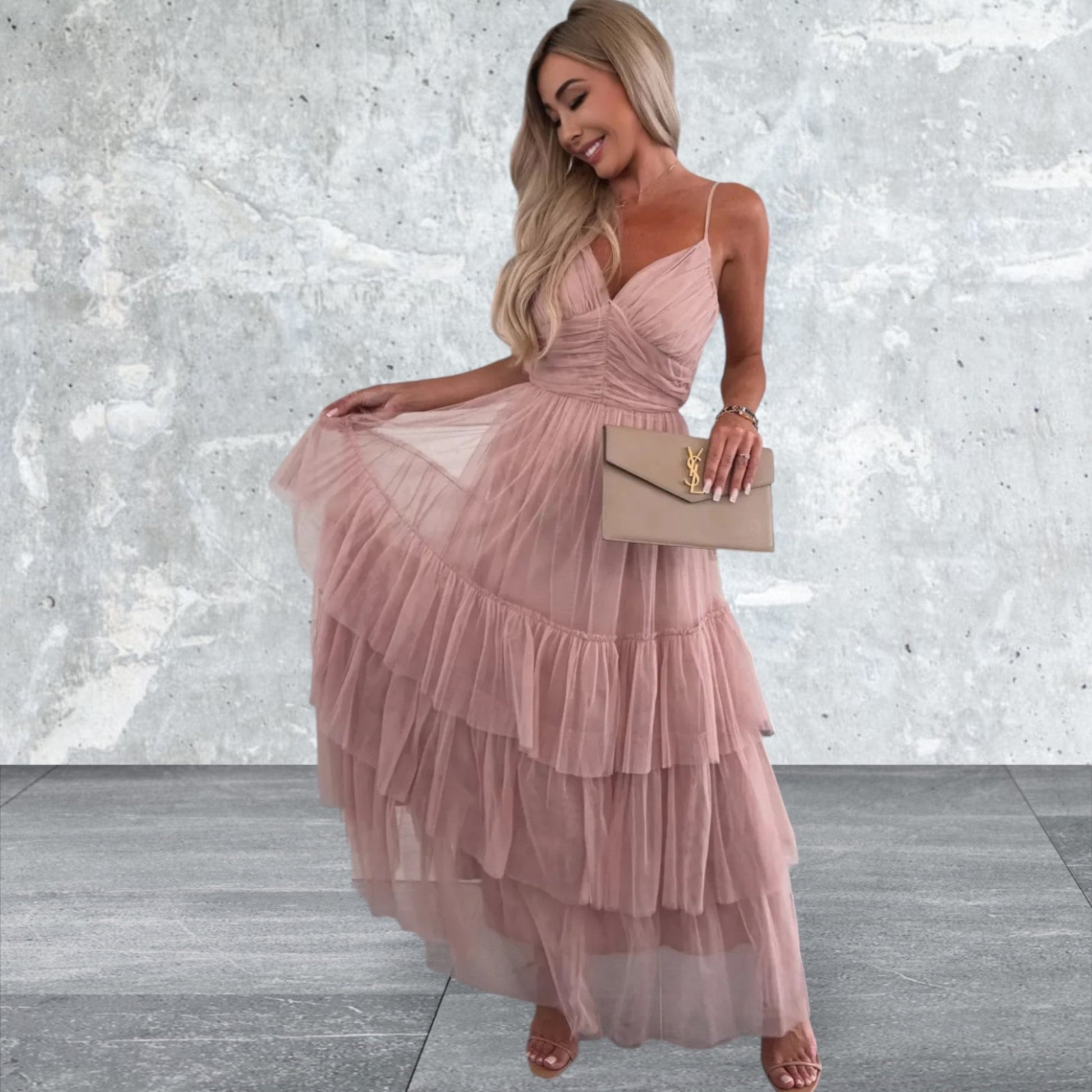 Tulle Tiered Maxi Cami Dress