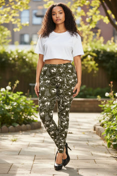 Skulls And Bones Graphic Printed Knit Legging