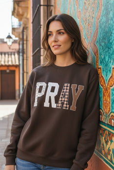 Long Sleeve Pullover Pray Graphic Sweatshirt