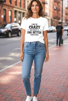 Women's Short Sleeve White Graphic Top