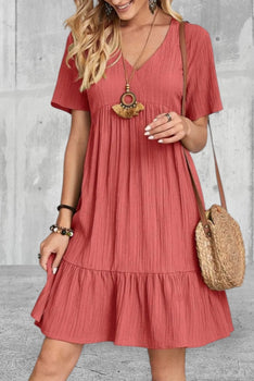 V-Neck Short Sleeve Summer Dress