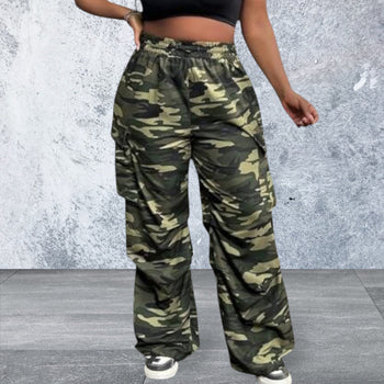 Plus Size Casual Camouflage Pants