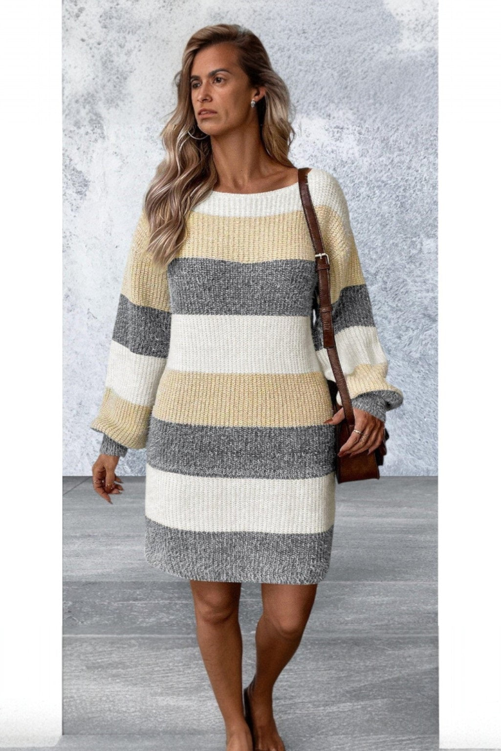 Long Sleeve Drop Shoulder Sweater Dress