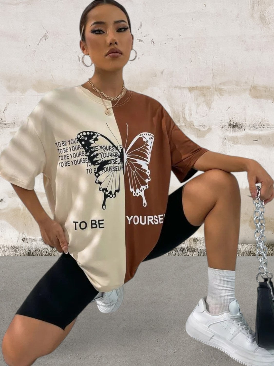 Short Sleeve Oversize Butterfly Print top