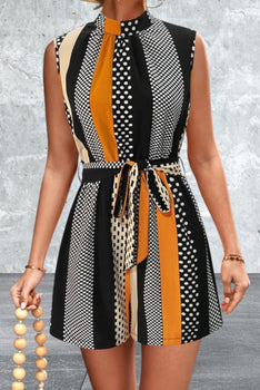 Sleeveless Tied Color Block Romper