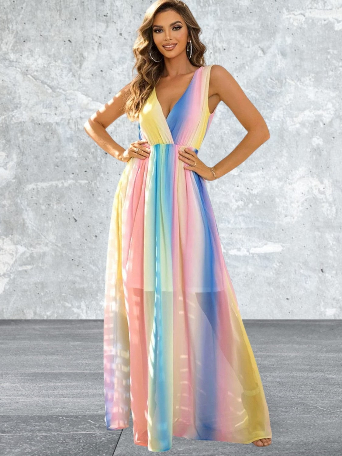 Surplice Neck Sleeveless Maxi Dress