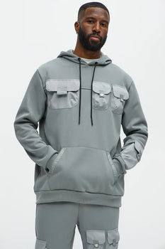 Men's Pullover Long Sleeve stylish Chest Pockets hoodie