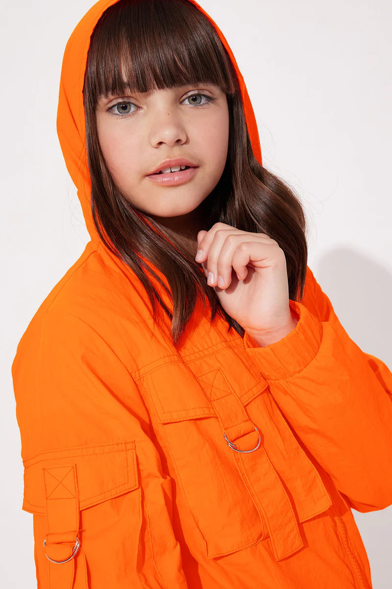 Girl's Cargo Packets Hooded Jacket