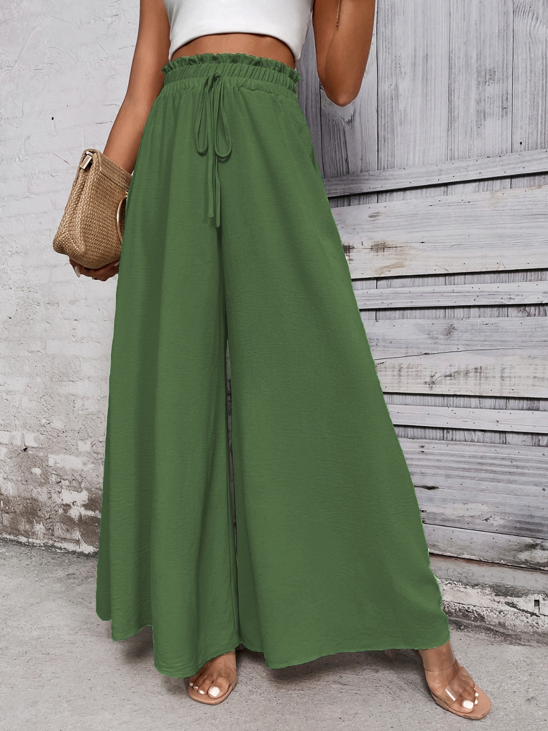 Women's Tied High Waist Wide Leg Pants