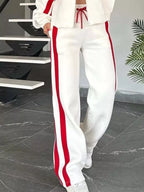 Women Striped Zip Up Outerwear And Pants Set