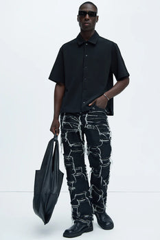 Men's Straight Leg Black Denim Jeans