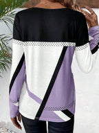 Contrast Round Neck Long Sleeve Top
