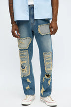 Men's Slim Patch Distressed Jeans