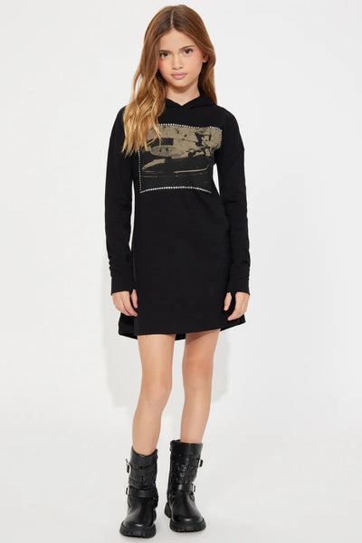 Girl's Long Sleeve Mini Hoodie Dress