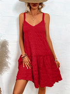 Crisscross Spaghetti Straps Tiered Cami Dress