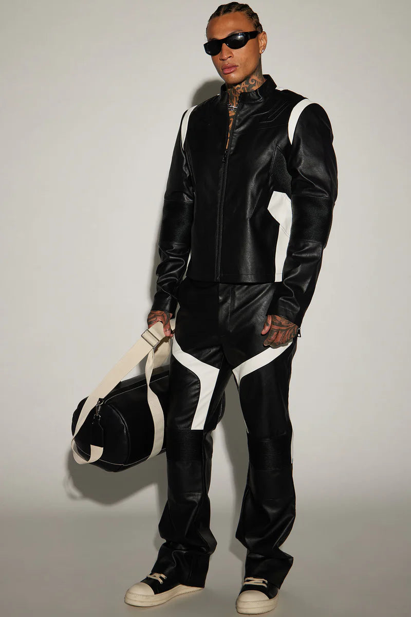 Men's Dakota Faux Leather Stand Collar Moto Jacket