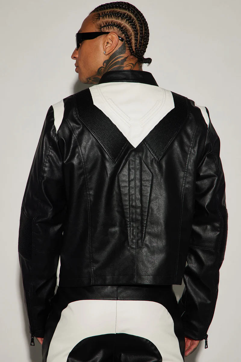 Men's Dakota Faux Leather Stand Collar Moto Jacket